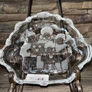 Mikasa Christmas Carolers Clear & Frosted Dish NWOB